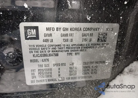 2020 Buick Encore Awd Essence z USA, uszkodzony, nr VIN KL4CJGSB6LB047568